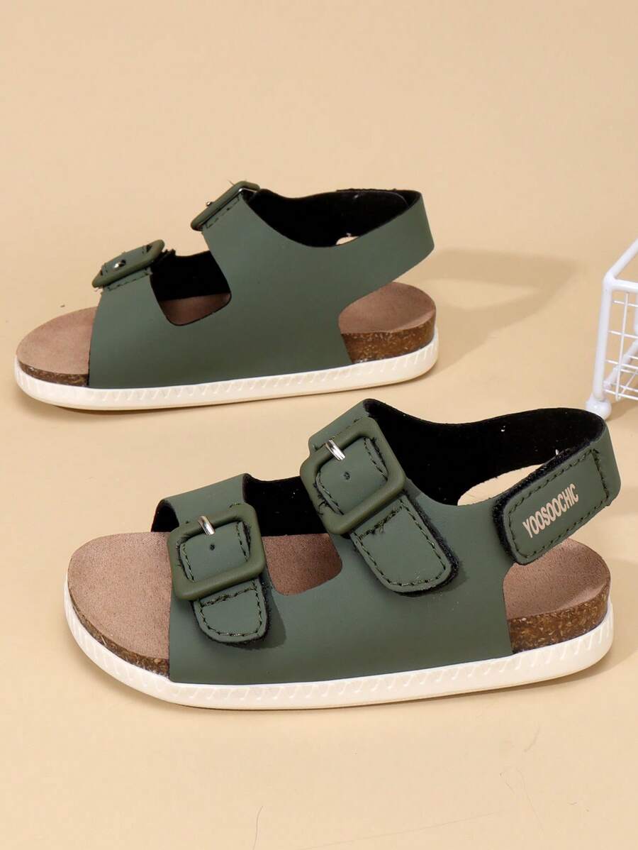 Summer Versatile Kids' PU Leather Woven Soft Breathable Roman Sandals With Ankle Strap, Non-Slip Sole, Lightweight