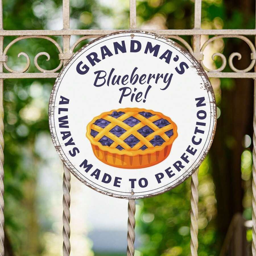 Blueberry Pie Sign, Blueberry Pie Gift, Gift For Grandma, Custom Pie Gift Metal Sign, 1 PC Retro Round Antique Style Decor Metal Tin Sign, 8x8 Inch / 20x20 Cm, Round Shape Artwork Decor, Fade Resistant, Modern Home Lovers Gifts House Number Plaque Funny Decor For Vintage Wall Decor Art Holiday Gifts For Family, For Home Bar Coffee Family Friends Gifts, Strong And Durable Signs For Laundry Porch Kitchen, Bar Restaurant Wall Decoration For Housewarming Gifts, Housewarming Gifts, Birthday Gifts For Family, Neighbor, Friends And Husband
