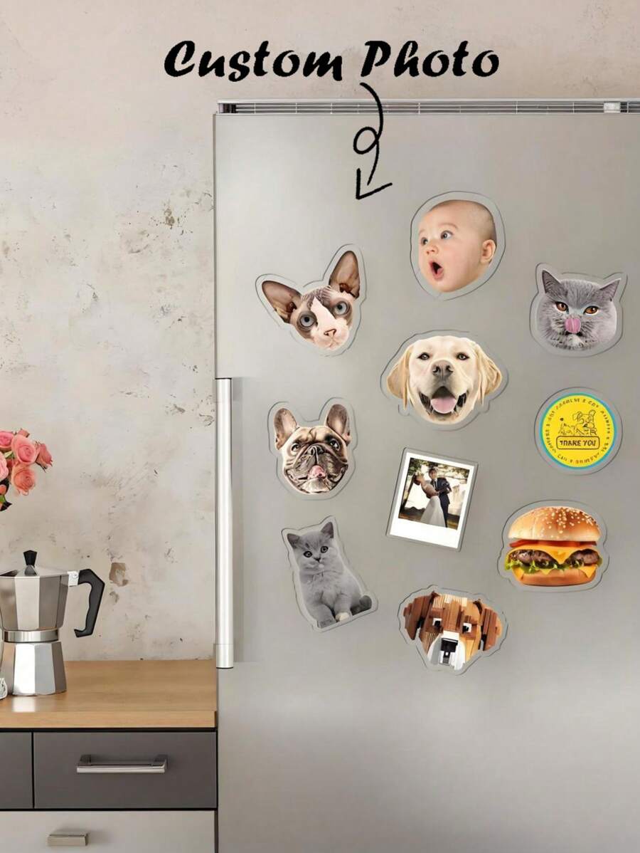Custom Pet Fridge Magnet - Personalized Dog Or Cat Face Refrigerator Magnet, Kitchen Decor, Pet Lover Gift, Unique Home Decoration, Best Gift For Kids