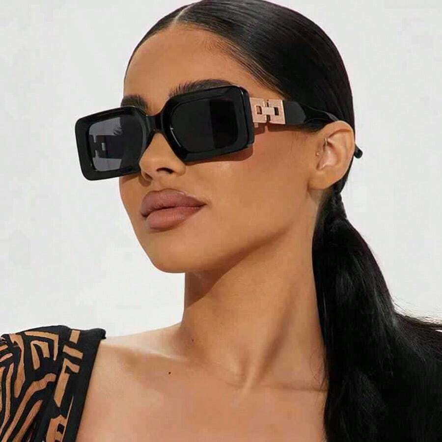 1 Peça Óculos de Sol de Armação Quadrada com 25 Modelos, Óculos de Sol Ocos de Alta Qualidade Europeus e Americanos para Mulheres, Óculos de Sol Côncavos Modernos de Passarela, Gravata Casual de Cor Sólida, Verão