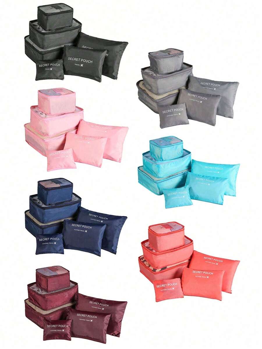 6/1 Peça Conjunto de Bolsas Organizadoras de Viagem Dobráveis, Cubos de Embalagem Portáteis para Roupas, Roupas Íntimas, Cosméticos, Joias, Adequado para Bagagem, Mala, Armário, Quarto, Volta às Aulas, Férias, Essenciais de Viagem de Feriado