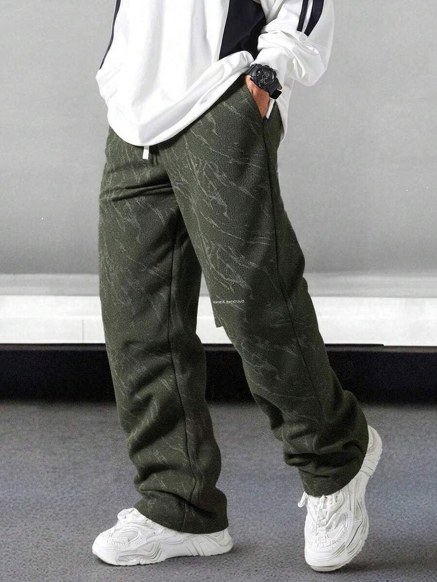 Men's Loose Pleated Wide Leg Straight Corduroy Casual Pants