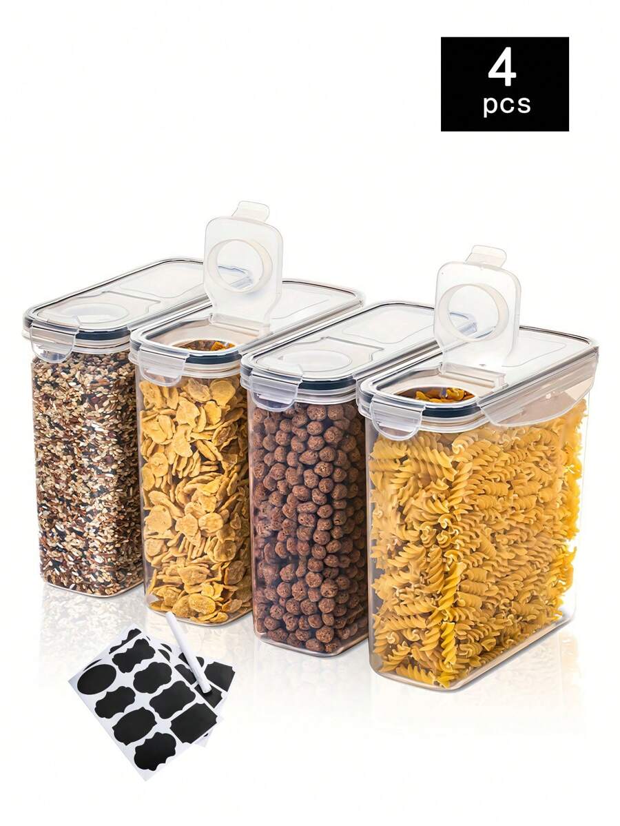 2pcs/4pcs Multipurpose Airtight Cereal & Dry Food Storage Containers, Easy To Store, Ideal For Kitchen Organization & School Supplies