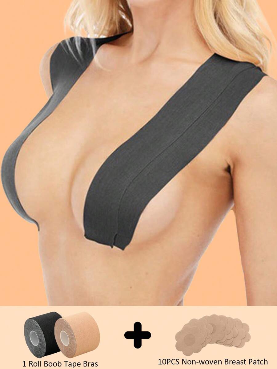 5M/Roll Invisible Push Up Breast Lift Boob Tape,Breathable Elastic Fabric Breast Lift Tape Self-Adhesive Push Up Nipple Cover,Women Boob Tape Bras Strapless Pad Sticker