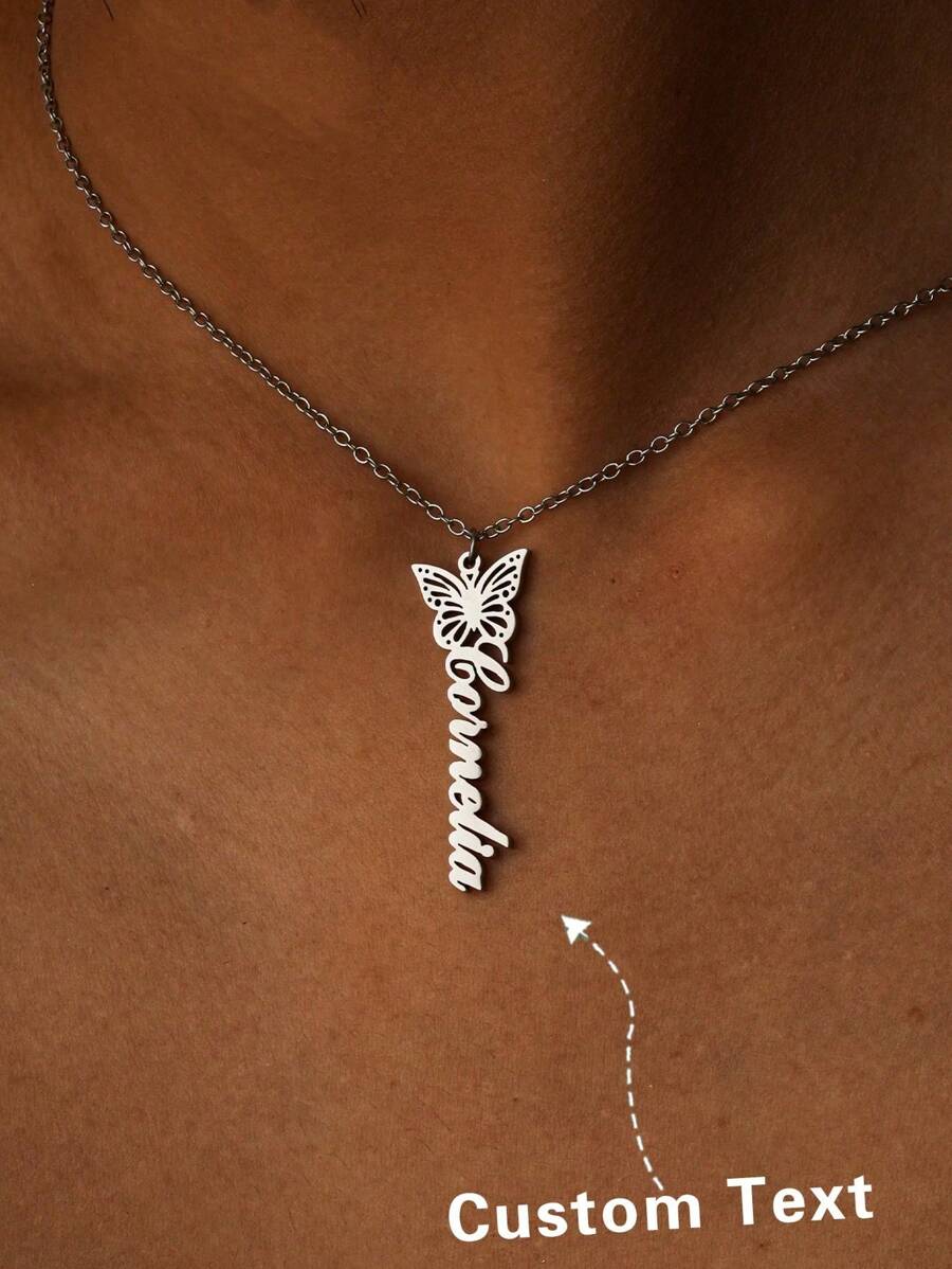 Collana personalizzata elegante e minimalista, in oro leggero con farfalla e testo personalizzabile, regalo di compleanno, regalo personalizzato, regalo per anniversario, gioiello personalizzato, regalo per amici, famiglia, partner, adatto per ogni occasione