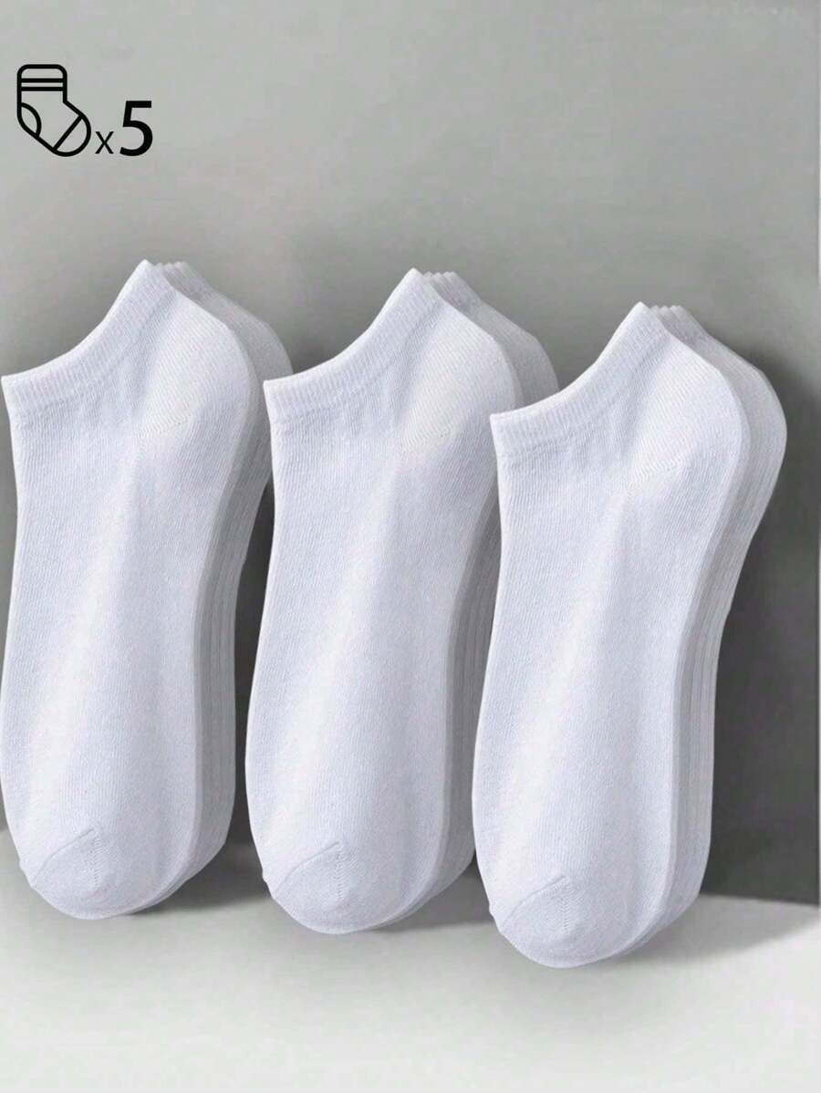 5 Pairs Women's Cotton Socks, Invisible Socks, Short Socks, White Socks, Gray Socks, Black Socks, Ladies Socks, Cute Socks, Girls Socks, Suitable For Autumn, Winter, Spring, Summer, Mesh Breathable Details, Moisture-Wicking, Soft And Smooth, Suitable For Various Occasions Like Festivals, Sports, Casual, Business, Can Be Worn Year-Round, Random Color Combination