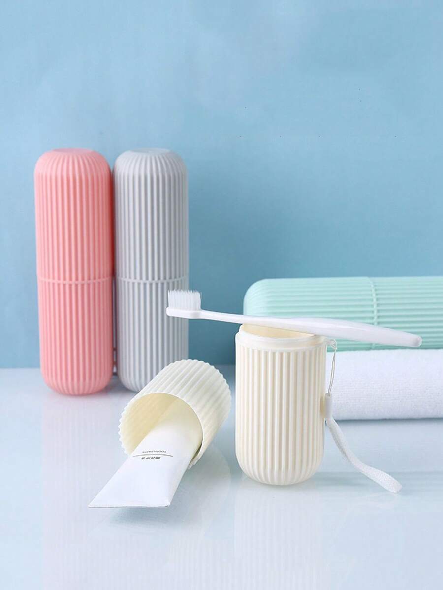 1pc/5pcs Travel Mouthwash Cup, Toothbrush & Toothpaste Storage Box, Portable Toothbrush Cup, Travel Facial Cleanser Set, Travel Essentials, Beach, Fall Decor Vacation, Back To School Travel Organizer
