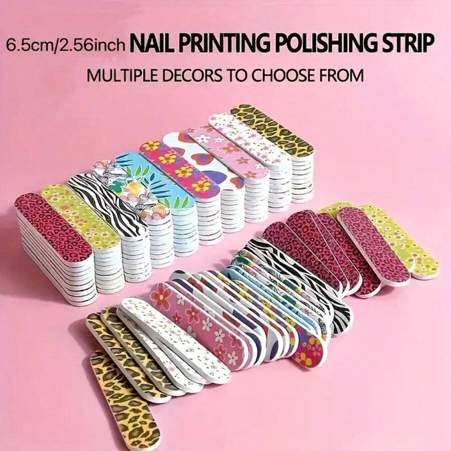 50/30/10/5pcs Nail Files, Double-Sided Printed Nail Files, Fashion Style Nail Care, Foot Care, Emery Board Tools, Sanding Polishing Blocks, Suitable For Beginners And Nail Salons