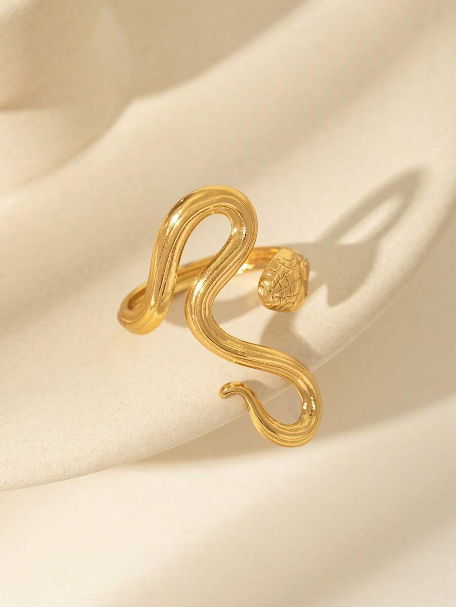 1 Stück Edelstahl minimalistische, übertriebene verstellbare Schlangen-Ring, geeignet für den täglichen Gebrauch von Frauen