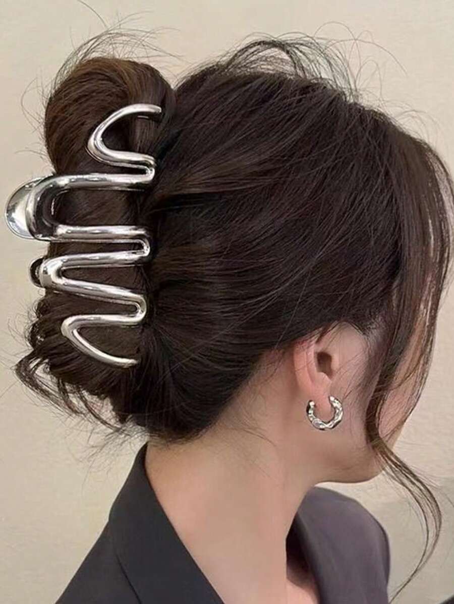1 Peça Clipe de Metal de Moda Retrô, Pino de Cabelo em Forma de Onda de Estilo Punk de Rua, Adequado para Penteados Diários, Maquiagem, Festas e Festivais, Clipes de Cabelo, Presilha de Cabelo, Grampos de Cabelo, Clipe de Cabelo
