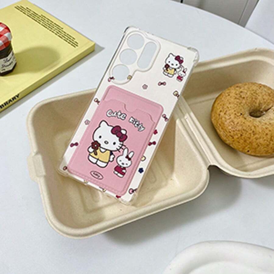 Sanrio Cute KT Cat Phone Case Compatible With Apple 11/12/13/14/15/16 Pro Max Plus, Card Holder Phone Case Compatible With Galaxy S25, Galaxy S24 ULTRA, Galaxy S24 FE, Galaxy S25 ULTRA, Galaxy A36, Galaxy A56, Galaxy S23 Ultra, Spark GO 2024, POP8, Spark 20C, Spark 20, POVA6, POVA6 PRO 5G, POP9 4G, Spark GO1, Spark GO 2025, Shockproof, Holds Student Card, Credit Card, ID Card