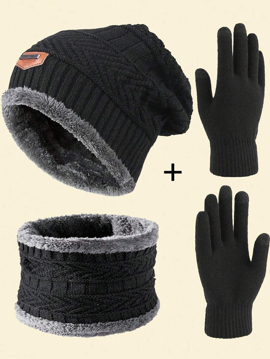 Knitted Balaclava Beanie Hat +Gloves Warm Cycling Ski Mask, Women Windproof Hood, Balaclavas Heavyweight Thermal Fleece Winter Balaclava Ski Mask Warm Knitted Fleece Full Face Cover For Men Women Windproof Outdoor Sports Cycling