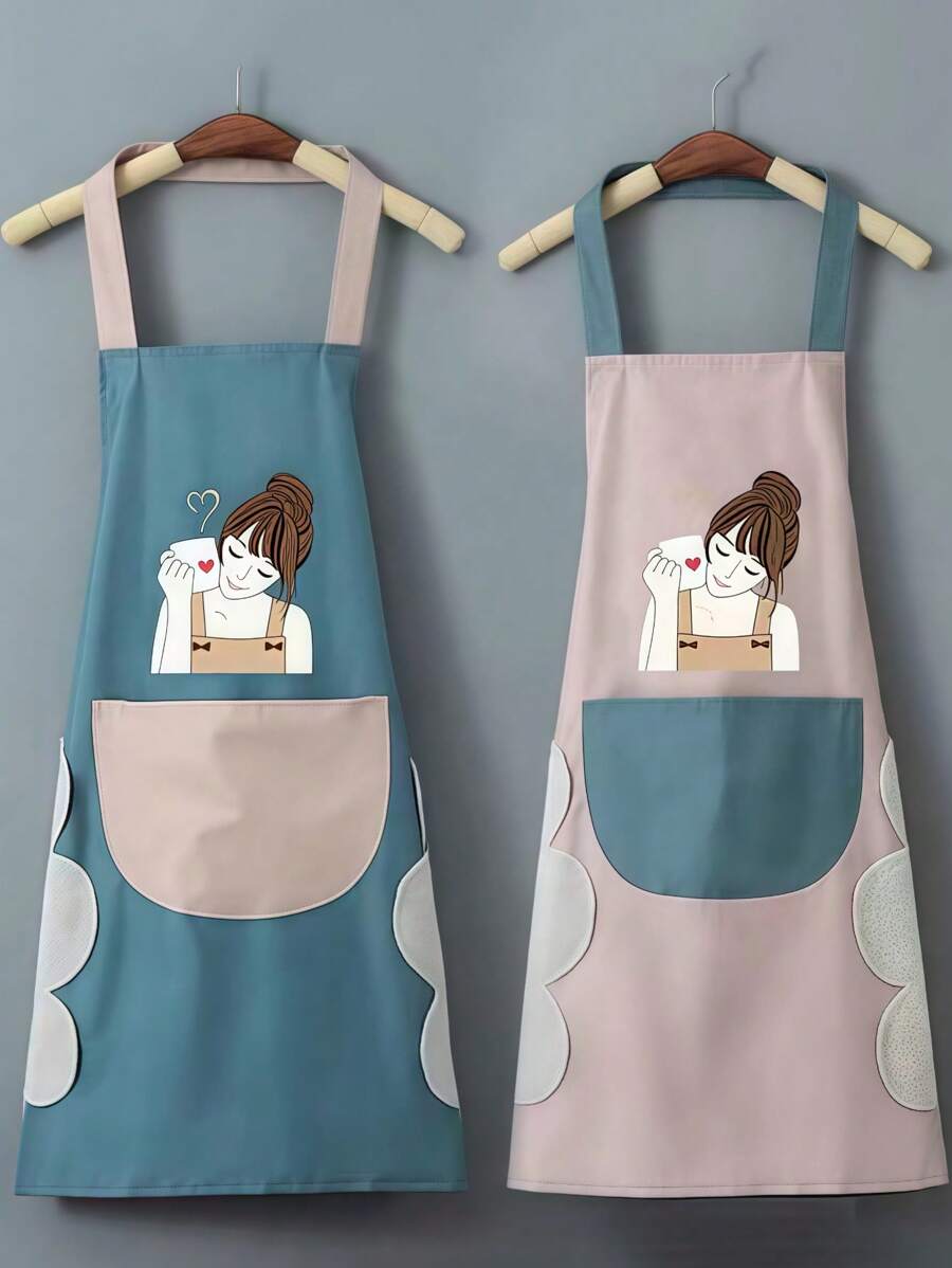 1pc Adjustable Neck Kitchen Apron With 1 Pocket, Waterproof And Oil-Resistant Cooking Chef Apron, Unisex
