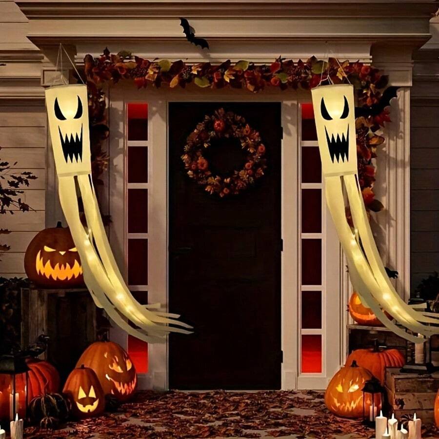 1pc Halloween Outdoor Yard Decoration Ghost Wind Bag - Battery Free, Suitable For Holiday Party Yard, Home Entrance, Office And Window Decor