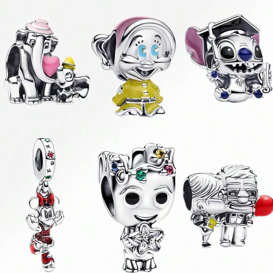 Disney 1 pieza Charm colgante con diseño de Dumbo y bordado "Mum" chapado en plata para pulsera o collar, regalo ideal para festividades