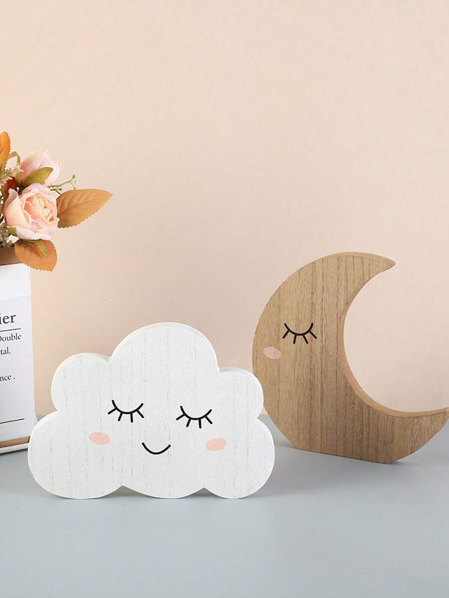 2 Stücke Holz Kreativ Minimalistisch Mond/Wolke Heim Dekoration TV Schrank Eingangsbereich Dekorative Handwerkskunst
