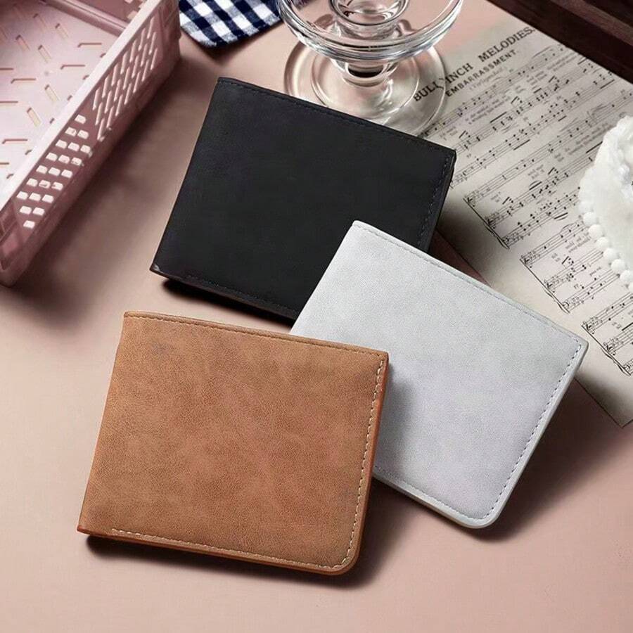 Portafoglio uomo in un pezzo, portacarte e portafoglio slim. Portafoglio in pelle morbida, sottile, semplice, con più scomparti per carte e multifunzionale.
