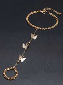 Gold Butterfly Finger Bracelet