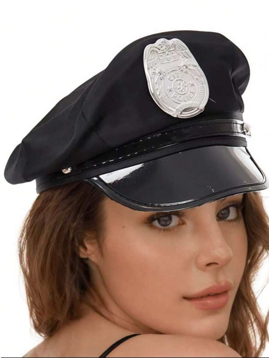 1 pieza Gorra de policía unisex, gorra de visera, sombrero para jugar a ser policía en Halloween, regalo del Día de San Valentín, artículo para el Día de San Valentín, apto para fiesta de Navidad con disfraces sexy y trajes eróticos