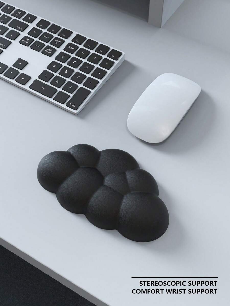 Repose-poignet En Nuage Noir, Support/coussinets En Mousse À Mémoire De Forme Souple Pour Une Dactylographie Facile Et Un Soulagement De La Douleur, Repose-poignet Ergonomique Anti-dérapant Pour Ordinateur De Jeu Pc/ordinateur Portable/pad De Main/bureau Mignon