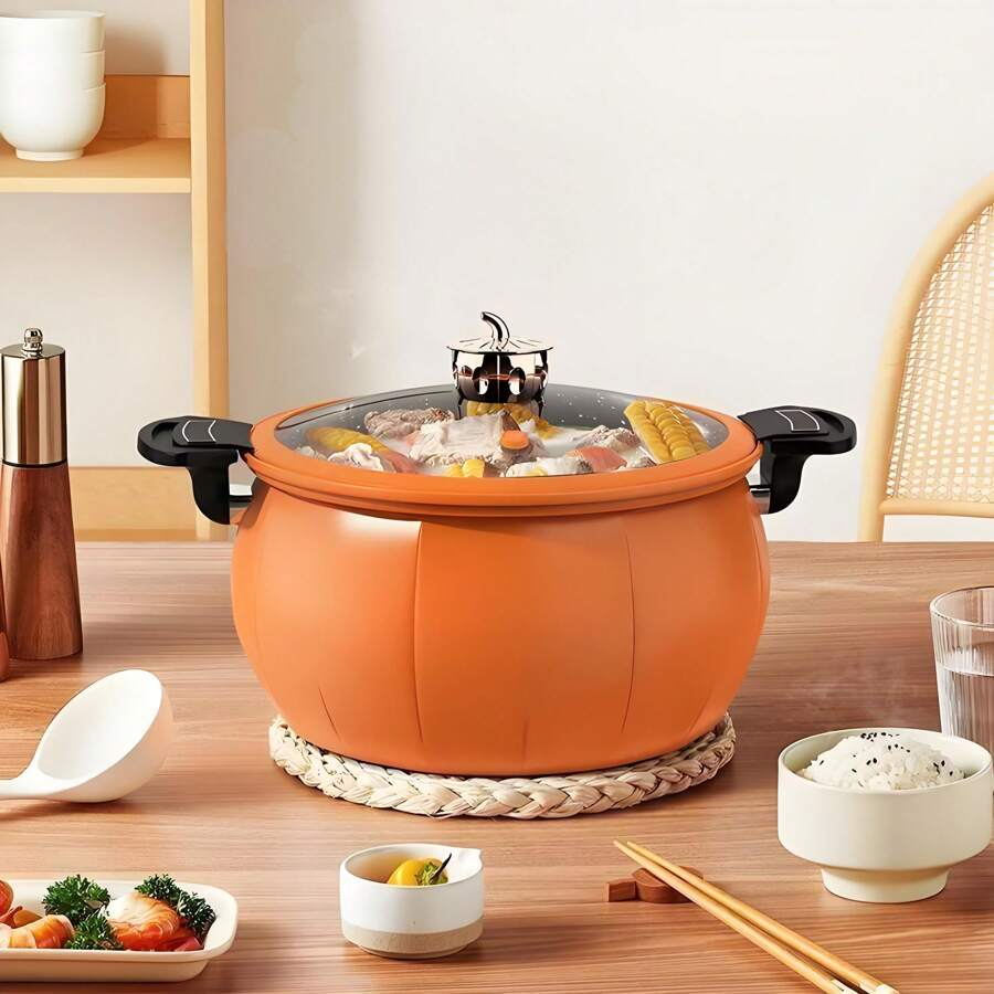 Multi-Function Pumpkin Pot, Large Capacity Soup Pot, Stew Pot, Non-Stick Pot, Pressure Cooker, Suitable For Home Use, Electric & Gas Stove