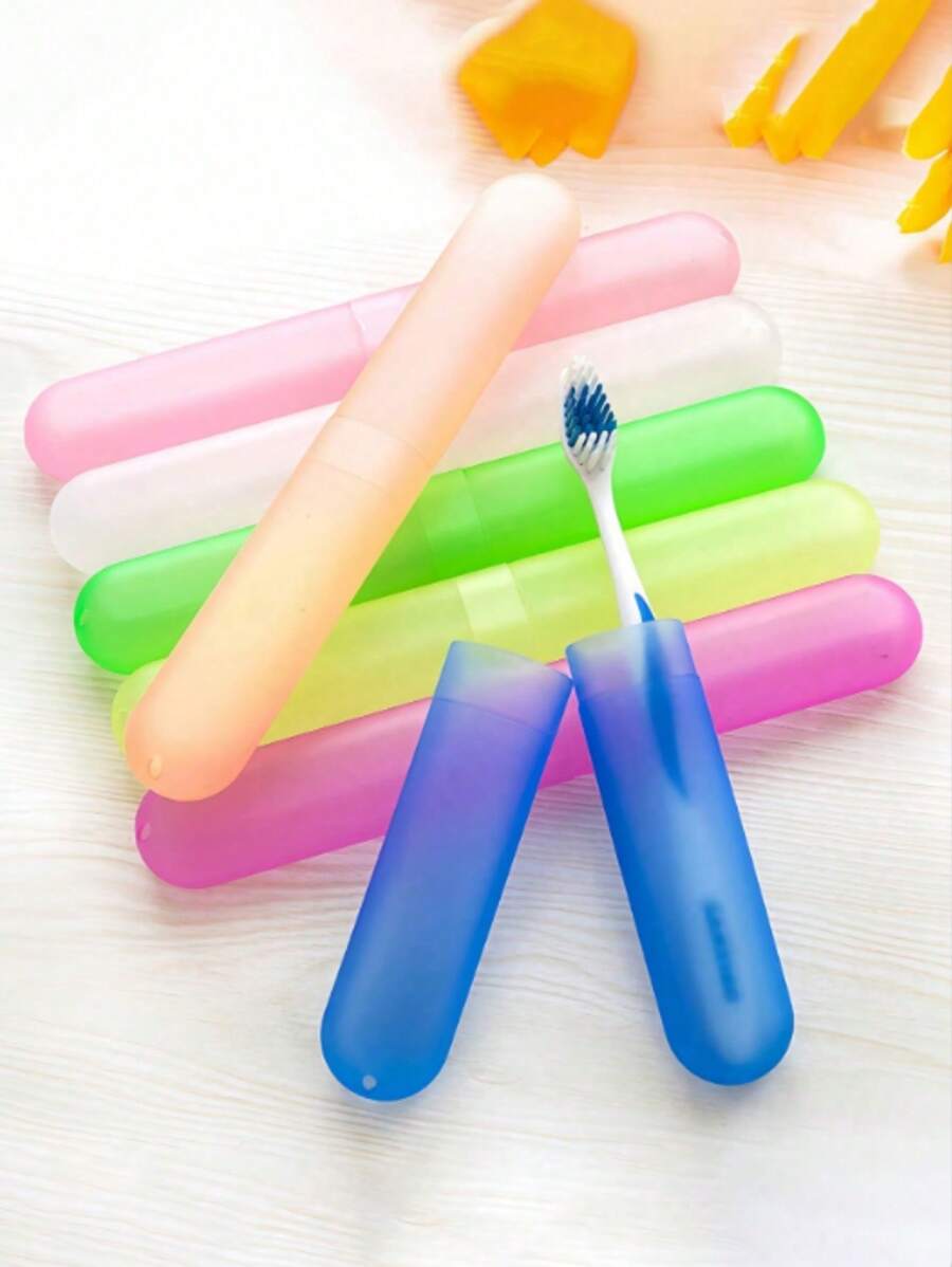 1pc/4pcs Toothbrush Box Travel Portable,Portable Travel Toothbrush Holder,Breathable Toothbrush Storage Box,Candy Colored Frosted Felt Toothbrush Head Protective Cover,Dustproof Dental Tool Storage Box,Portable Toothbrush Holder Box