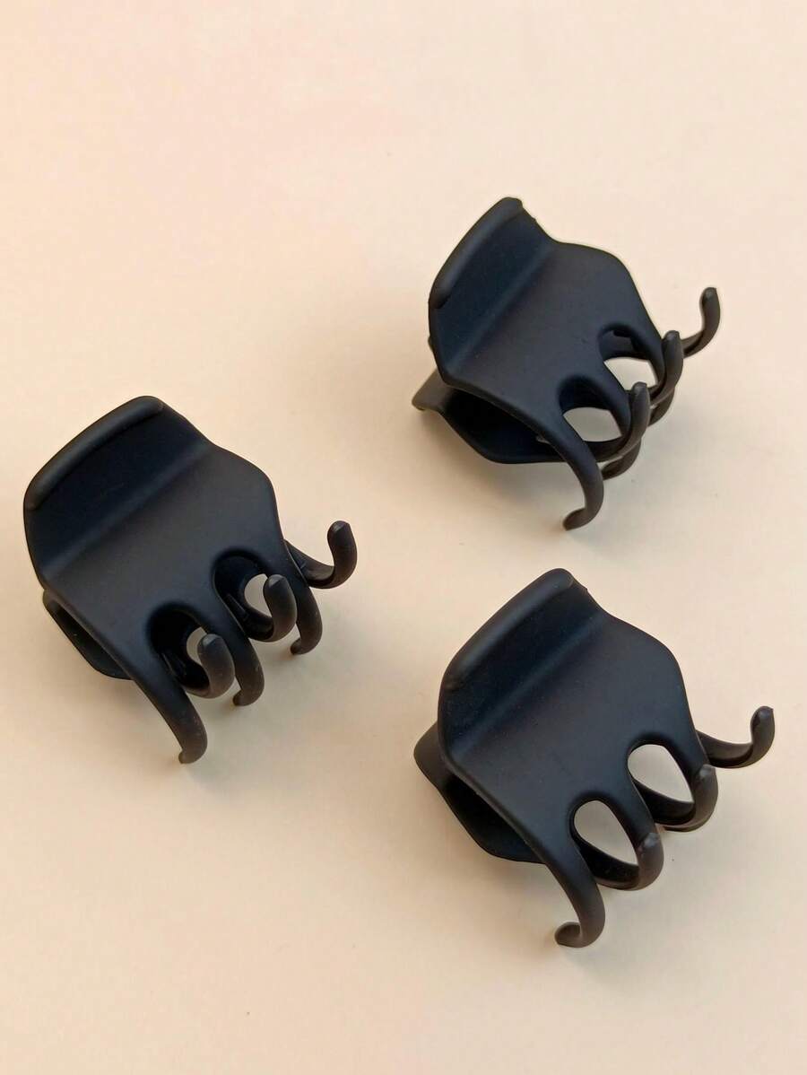 3pcs Women Black High Ponytail Mini Hair Claw Clips, Daily Hairstyle Accessories Hair Accessories