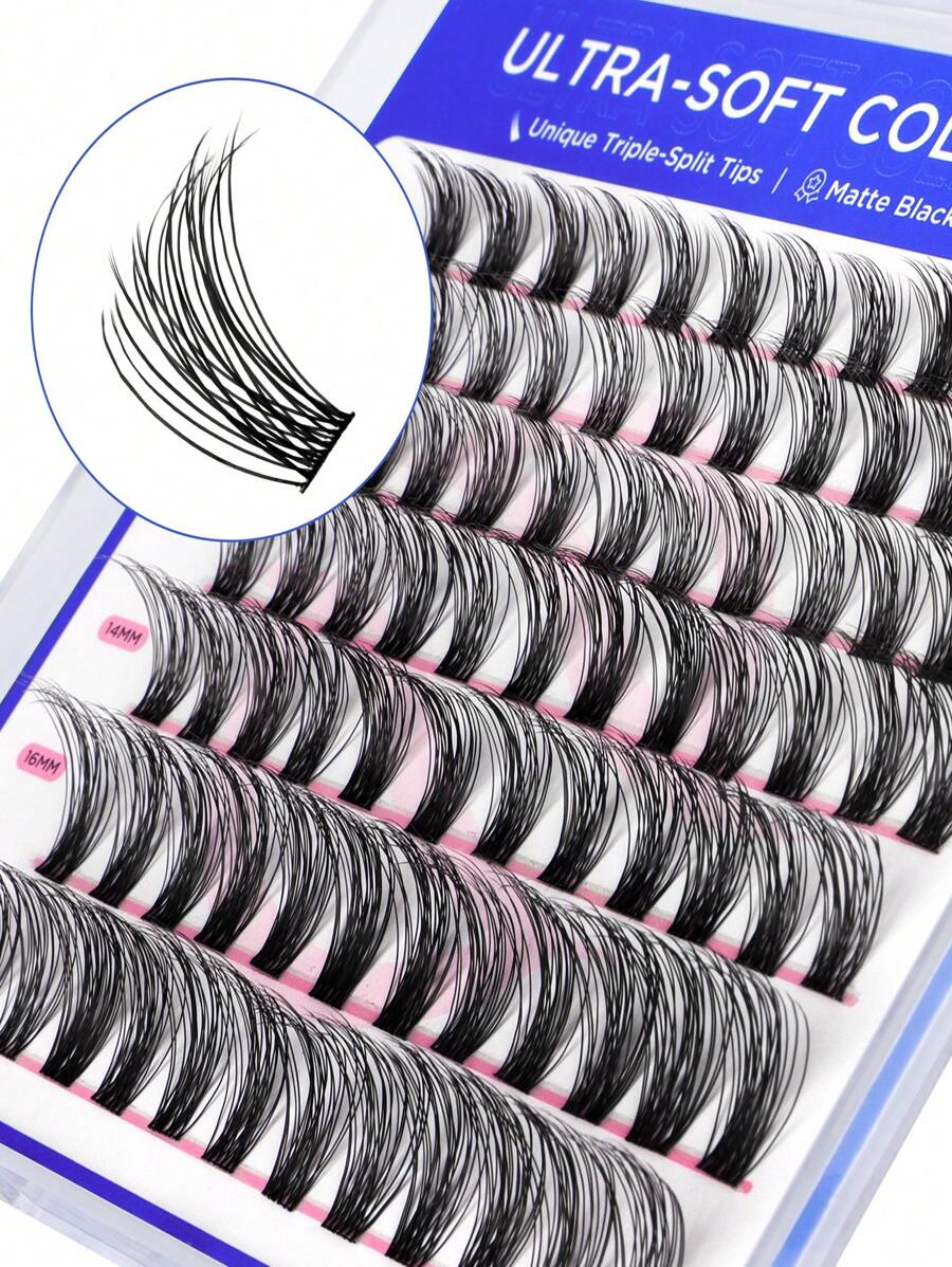 77Pcs Bepholan Lash Clusters, Individual Cluster Lashes, 10-16mm C Curl DIY Eyelash Extension Super Thin Band Resuable Soft Glue Bonded Lash Extensions (PJSD727-84B)