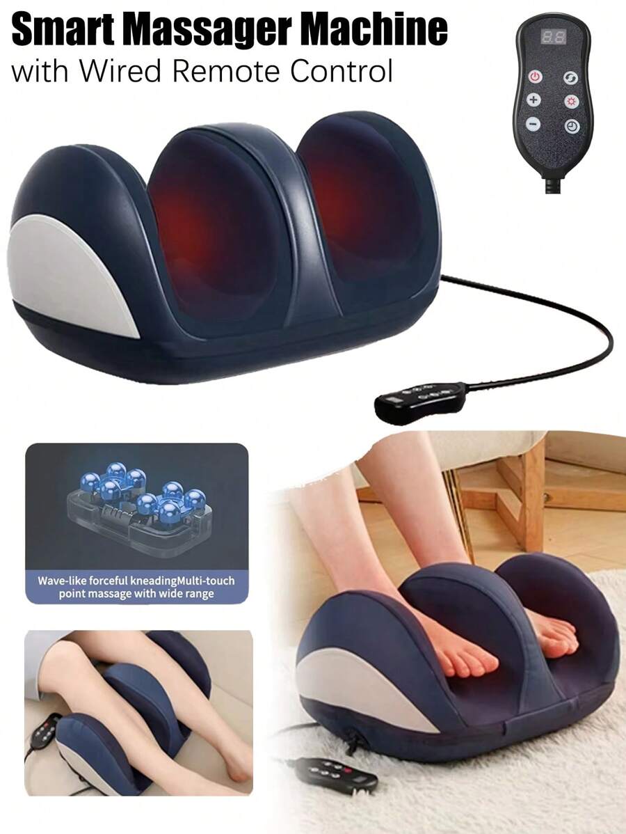 Foot Massager Machine With Heat, Foot And Calf Massager With Massage Roller, Deep Tissue Massager For Plantar Fasciitis, Pain Relief, Promotes Blood Circulation, Gifts For Women & Men