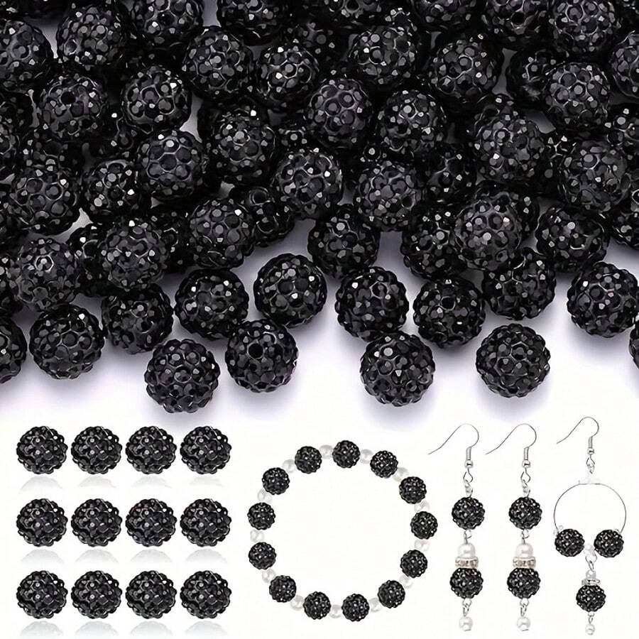 30/100 Stück Mehrfarbige Strass-Perlen, Glänzende Ton Weihnachts-Perlen-Armband, Baseball Halskette, Ohrringe, handgemachte und DIY glänzende runde Shamballa Discokugel-Perlen (Großpackung)