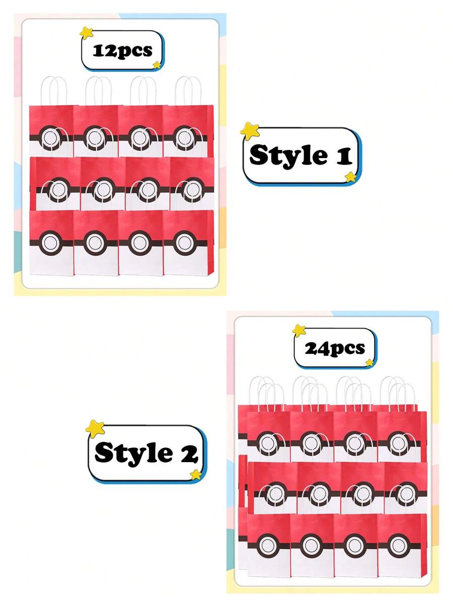 pokemon Pokemon Cartoon Party Gift Bags, Printed Anime Kraft Paper Bags, Creative Animal Shopping Bags, Party Gift Bags, Paper Bag Party Supplies, Disposable Party Tableware Christmas, Halloween, Festival Supplies, Festival Decorations, Thanksgiving, Back-To-School Season, Autumn And Winter