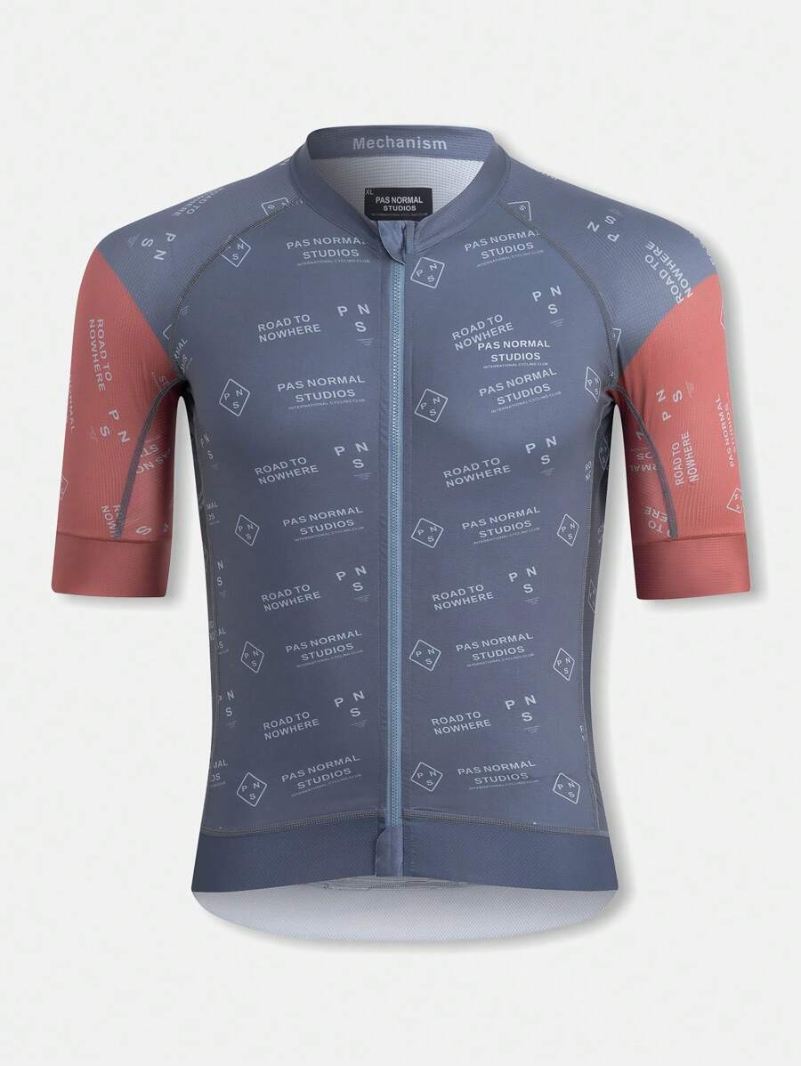 PNS CYCLING PNS CYCLING Men's Quick-Dry Zip-Up Cycling Jersey With Moisture-Wicking Breathable Fabric, Letter Print Short Sleeve MTB Shirt For Biking, Outdoor Sports ,Professional Men's High-Quality Cycling Top