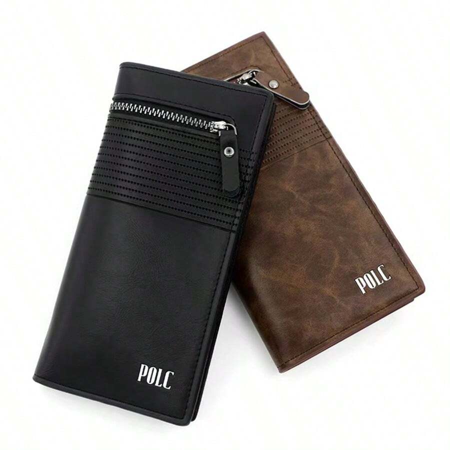Portafoglio da uomo. Portafoglio lungo da uomo semplice e alla moda in PU. Portafogli multifunzionali con scomparti per più carte