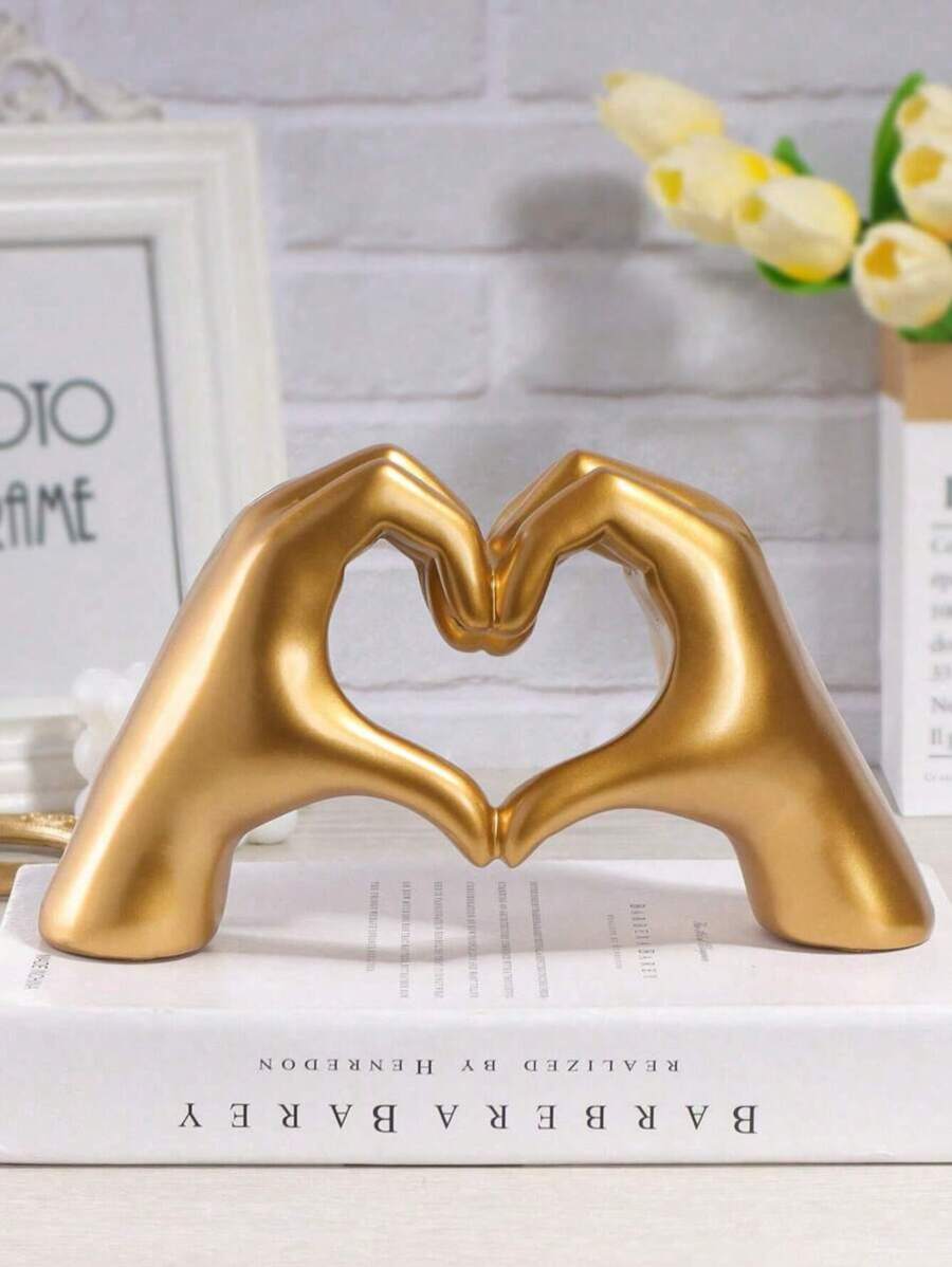 1 pièce Décoration de geste de la main d'amour, sculpture de doigt en forme de cœur, statue d'art moderne personnalisée pour la décoration de la maison, décoration de bureau créative pour mariage, cadeau pour la Saint-Valentin, le Nouvel An, les anniversaires et la remise des diplômes