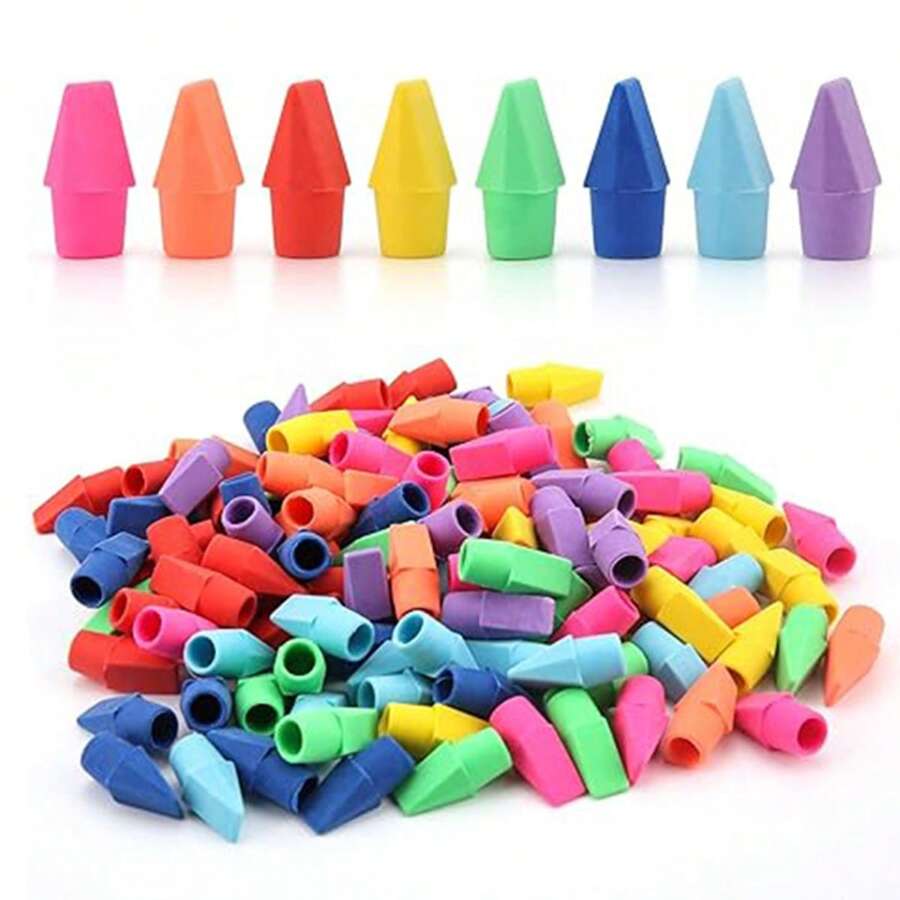 150er Pack bunte Bleistift-Radiergummis, Radiergummi-Kappen für Bleistifte, Schulmaterial, geeignet als Radiergummis für Lehrer