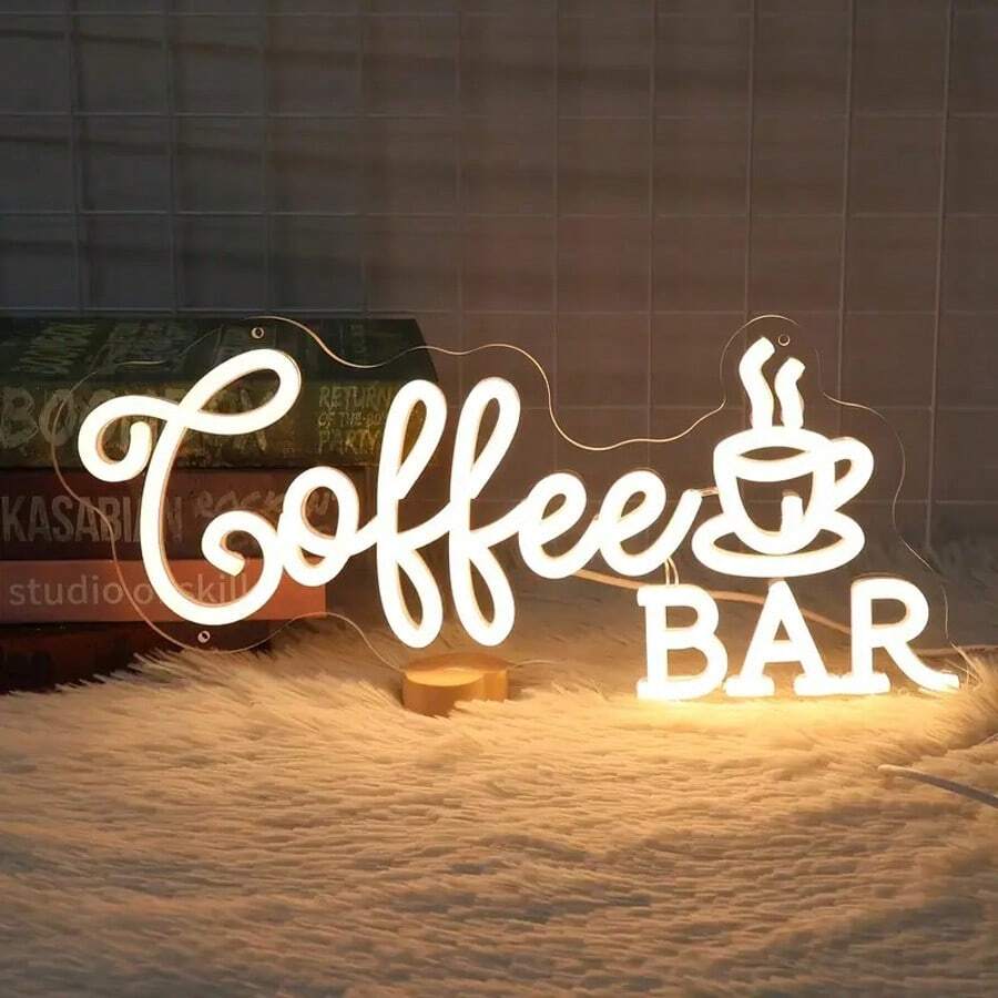 1 Stück Neon-Schild für Kaffeebar, LED-Schild Kaffeetasse, hängendes kommerzielles Wandkunst-Schild für Kaffeebar, USB-betriebenes helles Kaffee-Schild für Kaffeebar, Café, Kaffee-Ecke, Restaurant