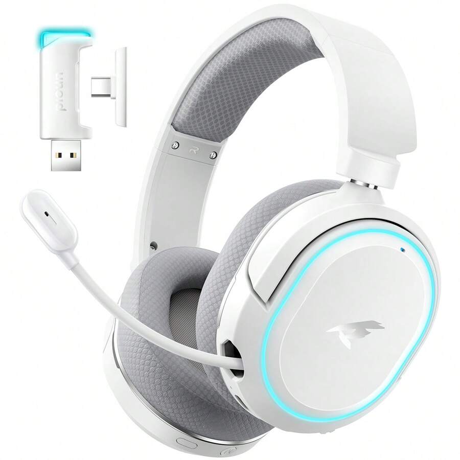Picun Picun G2 2.4GHz Wireless Over-Ear Game Headphone, 2.4GHZ Wireless Game Headset, Ultra-Low Latency Mode, Noise Cancelling 5.3 Headset With Microphone, Hi-Res Audio, Wireless V5.4 For Fast & Stable Connection, 100Hrs Long Battery Time