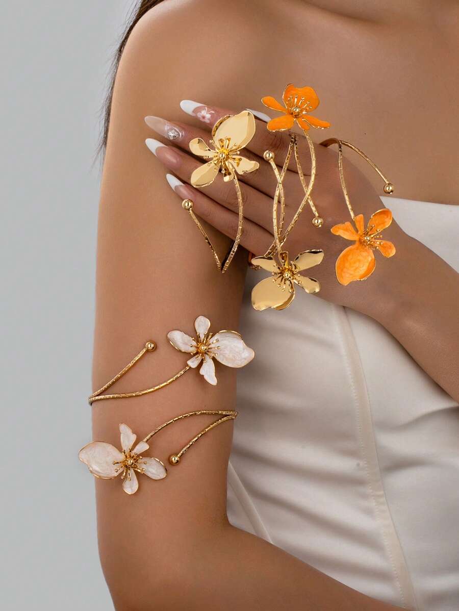 1 pièce Bracelet ouvert minimaliste à ligne géométrique pour femmes, bijou couleur or pour un port quotidien
