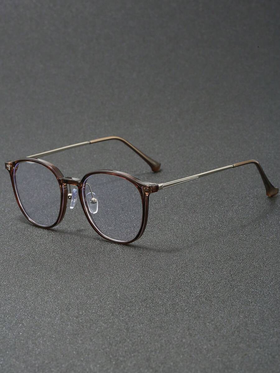 1 Pair Men's 2025 Daily Wear Round Frame Retro Personalized Fashion Non-Prescription Glasses, Suitable For Computer Office, Decoration, Daily Outfit