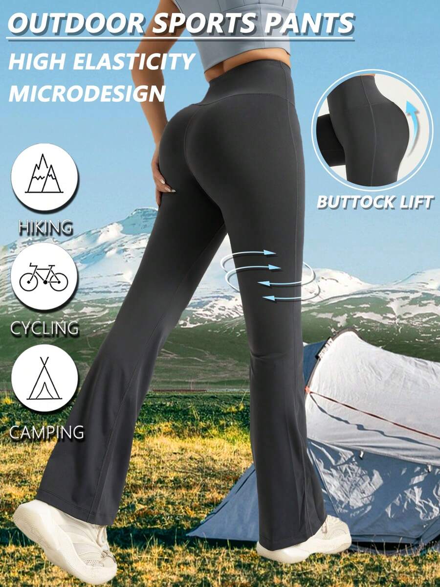 1pc Spring Ladies Daily Fashion Slimming Yoga Pants Women Free People High Waist High Elasticity Hip Lifting Tummy Trimming Pants Summer Sweatpants Outdoor Cycling Fitness Running Skinny Low Impact Soft Breathable Stretchy Pants Vacation Outfits Women Stretch Flare Pants