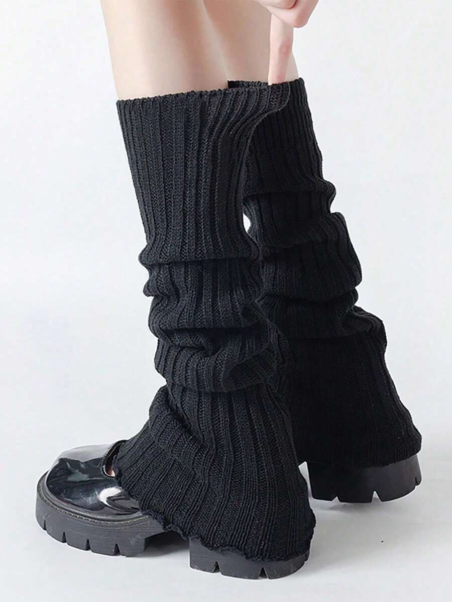 Women's Ribbed Knit Leg Warmers - Autumn & Winter Warmth, Leg Protection, Solid Color Knit Slouchy Leg Sleeves,For Costume Party Accessory