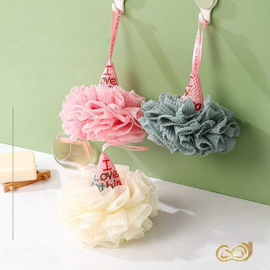 Large Size Premium Ice Cream Bath Sponge, Soft & Durable Shower Pouf, Exfoliating Bath Brush For Kids