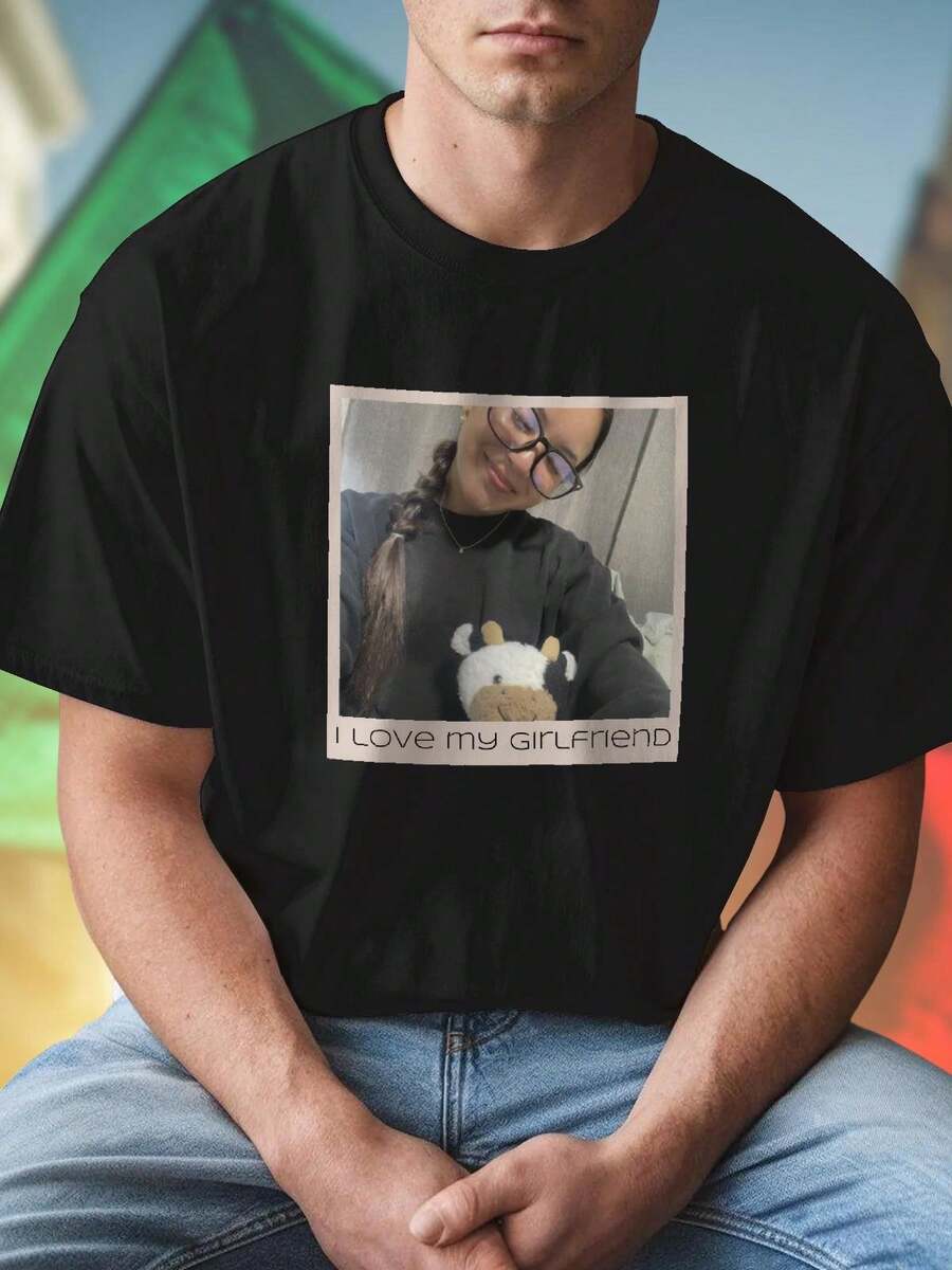 DTF Uomo T Shirt I LOVE MY GIRLFRIEND Maglietta Divertente Regalo Coppia Stile Casual Moda Qualità Comoda Idea Sopresa Outfit Daily Promo Bestseller