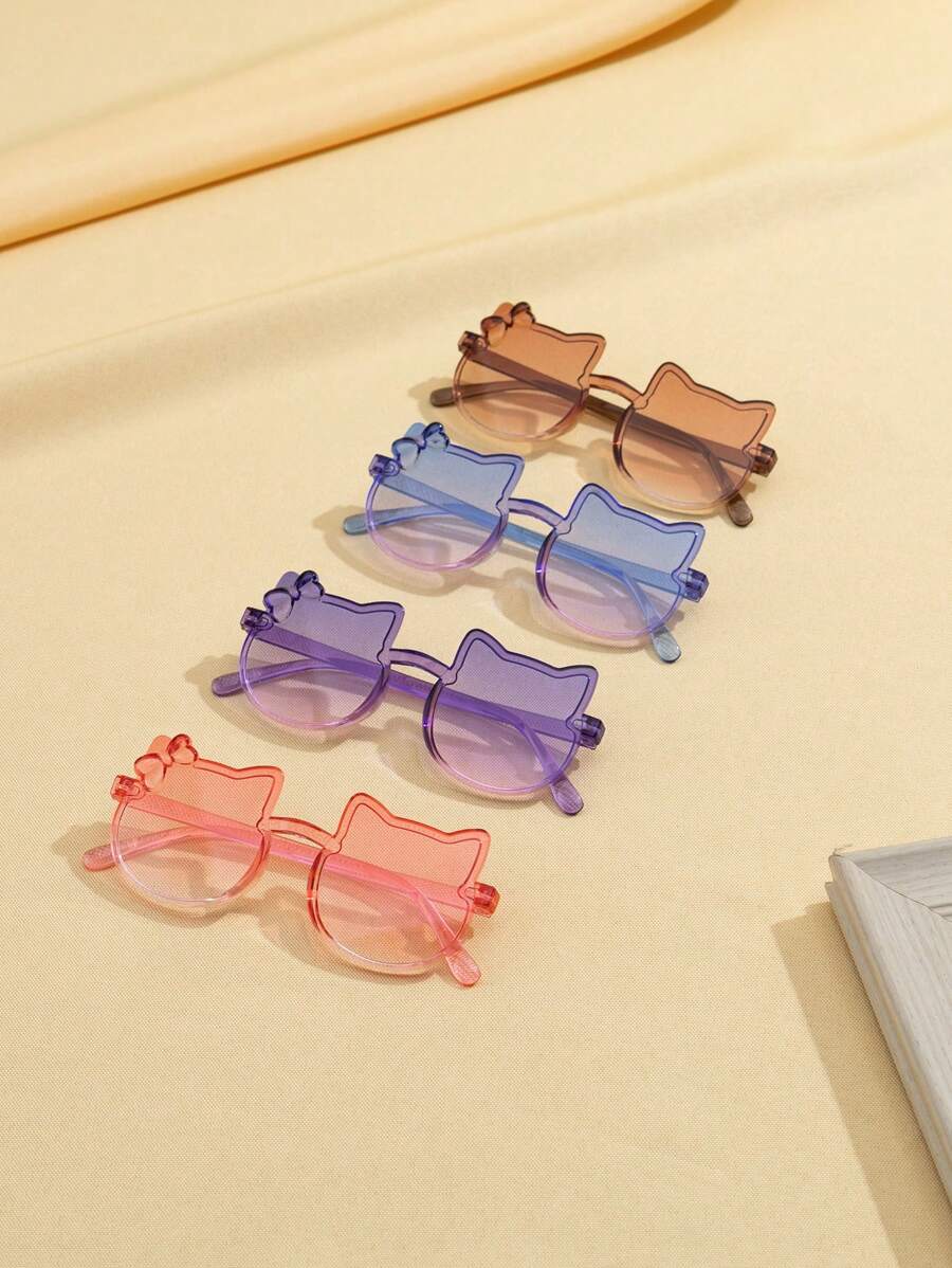 4 buc ochelari de soare colorați cu pisică drăguță și fundă pentru copii