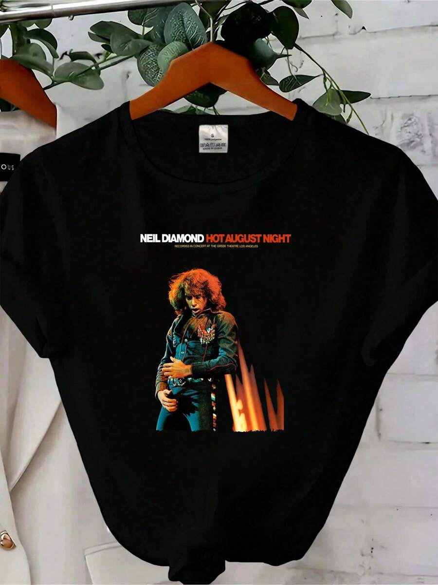 180g Pure Cotton Hot August By Night Neil Diamond T Shirt Crunchy Granola Suite Cracklin' Rosie Top For Everyday Wear Print Round Neck Short Sleeve Streetwear Graphic Versatile Soft Fashion Unisex Summer Casual Stylish For Men Breathable For Women Comfortable Slightly Stretched Designer Clothes