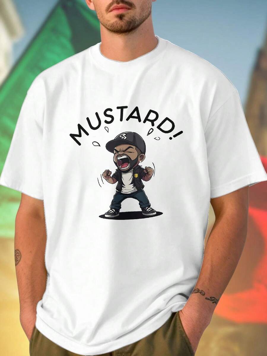 Maglietta Uomo Angry Cartoon Man Shouting With Cap and Beard T Shirt Divertente Regalo Moda Casual Qualità Unica Offerta Speciale Stile Esclusivo Idea Regalo Uomo Top