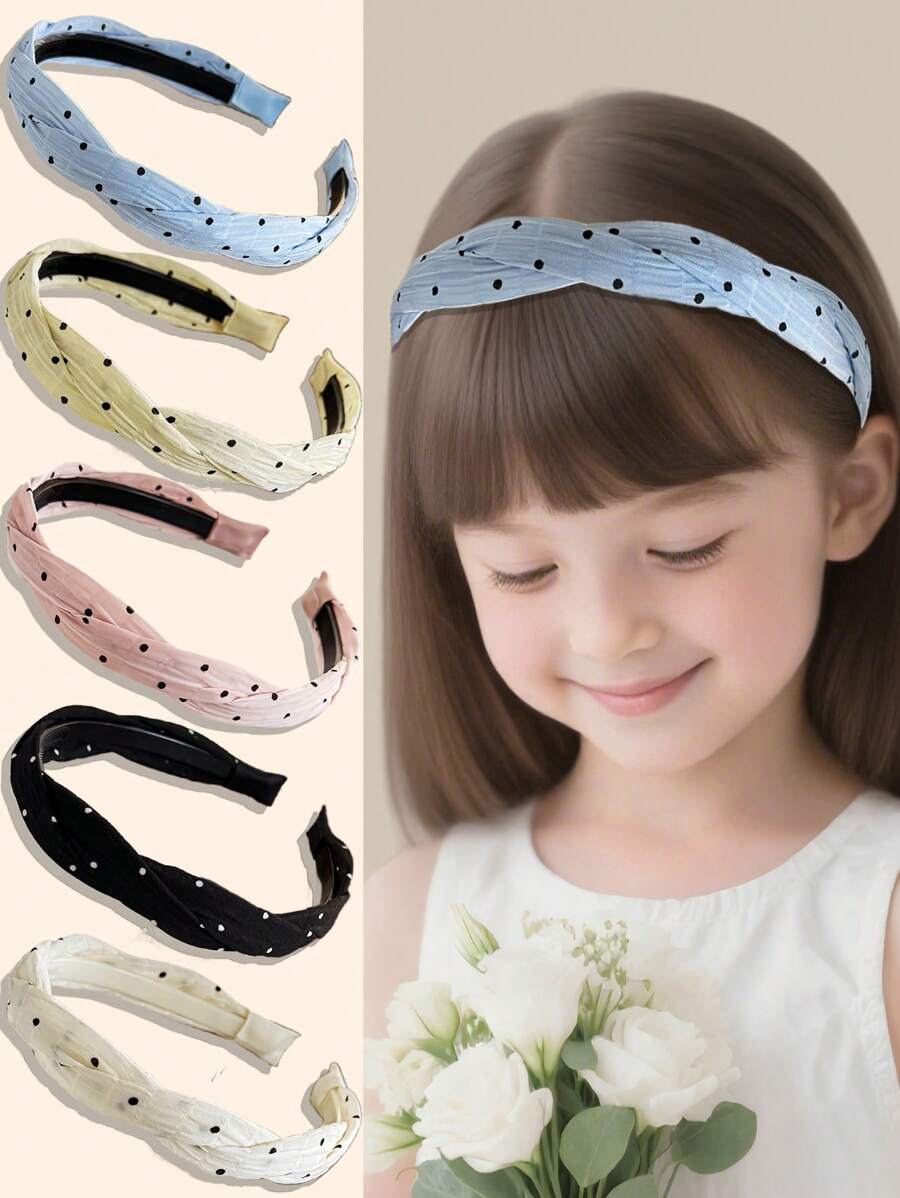 1 buc. Bandă de păr răsucită din material textil elegant, cu buline, nouă, pentru spălarea feței cu coroană înaltă, potrivită pentru activități casual zilnice, petrecere, cadou pentru fete