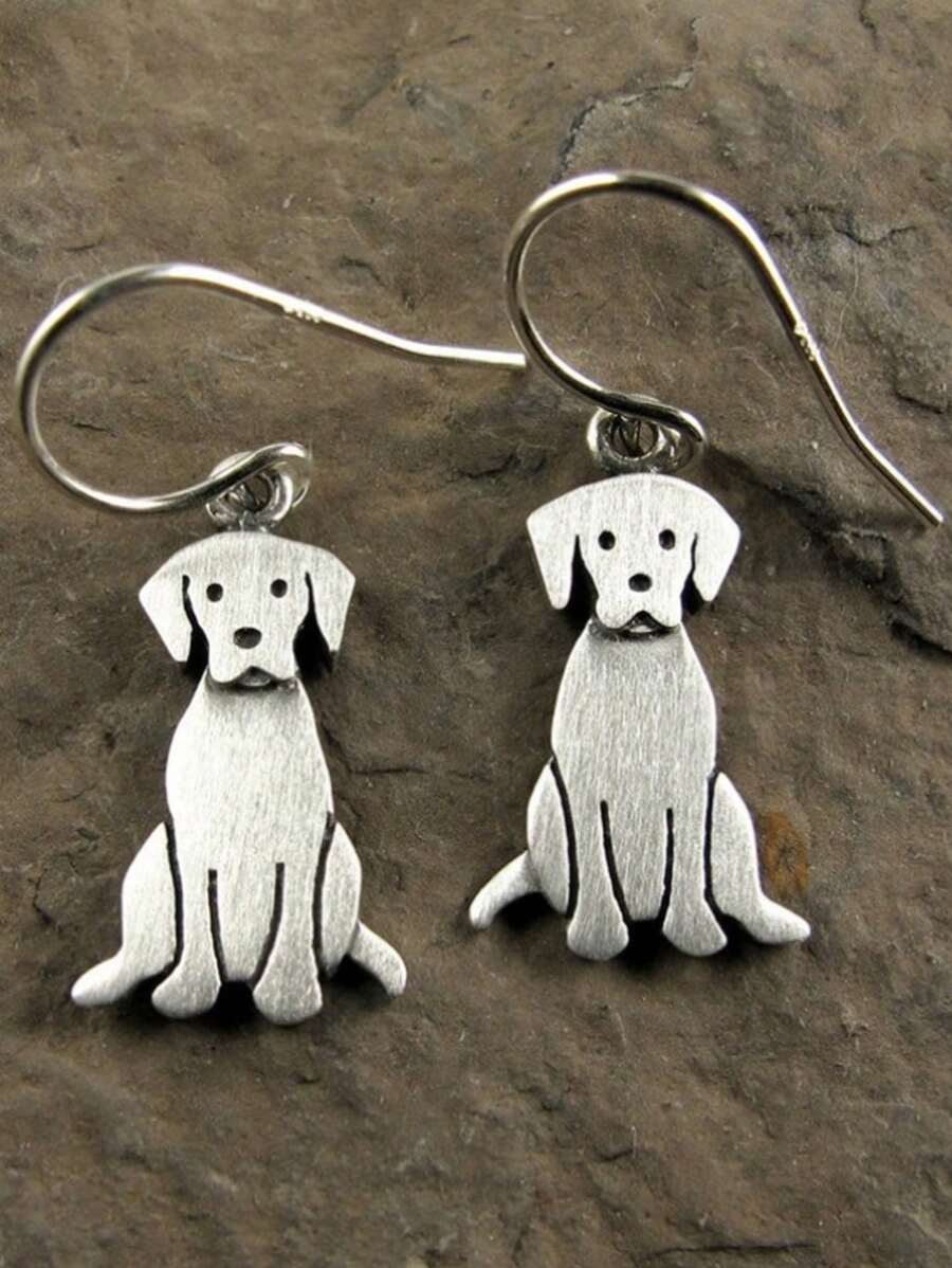 1 Pair Retro Bohemian Style Labrador Dog Shaped Earrings, Gift Jewelry Suitable For Women/Dog Lovers Daily Wear