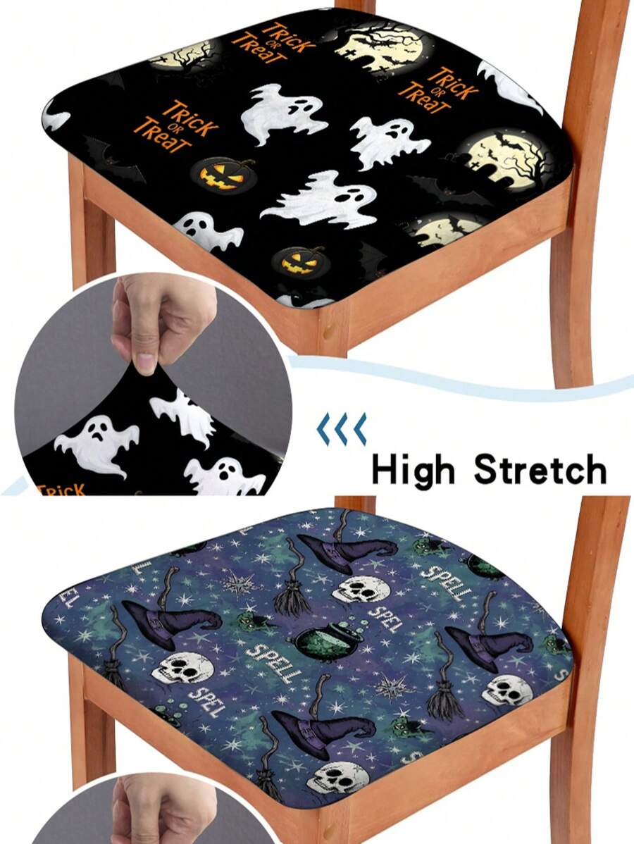 Halloween elegante Geist Stuhlhülle, elastisch abnehmbar & waschbar, Anti-Verschmutzung Stuhlbezug, geeignet für Wohnzimmer, Esszimmer, Schlafzimmer, Büro, Hotel, Geschäft, Outdoor, Hochzeit, Bankett, Party Zubehör