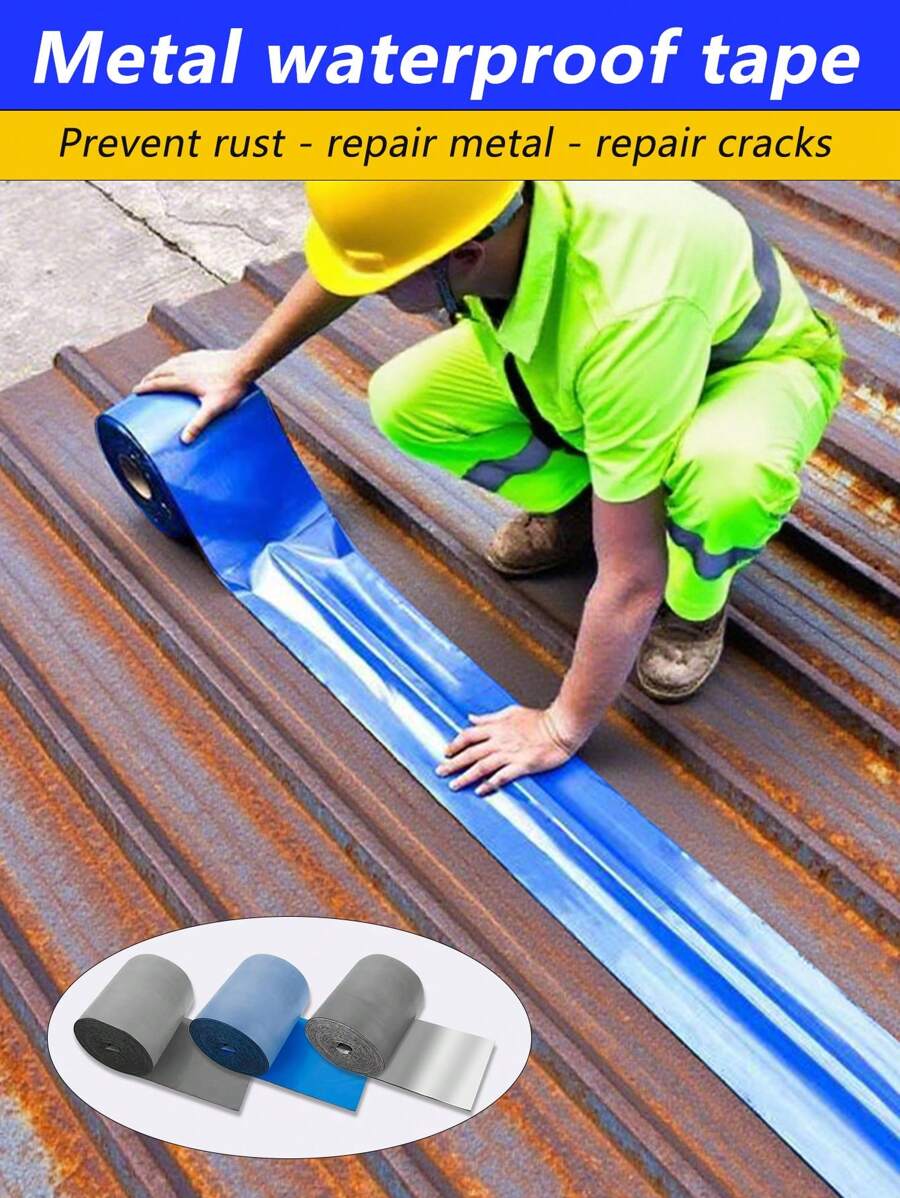 5m Long X 10cm Wide 2mm Thick Waterproof Membrane Roll, Suitable For Quickly Repairing Roof Leaks, Reinforcing Building Structure And Preventing Rust
